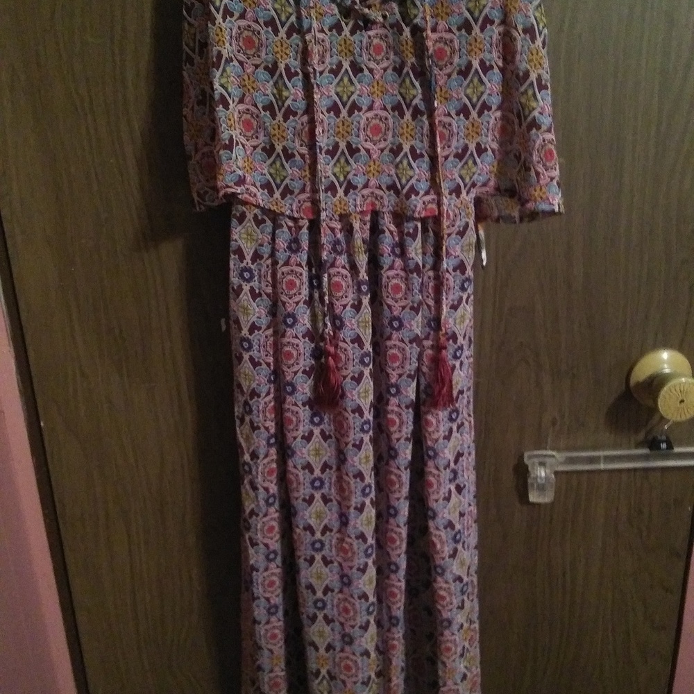 As u wish floor length maroon patterned dress